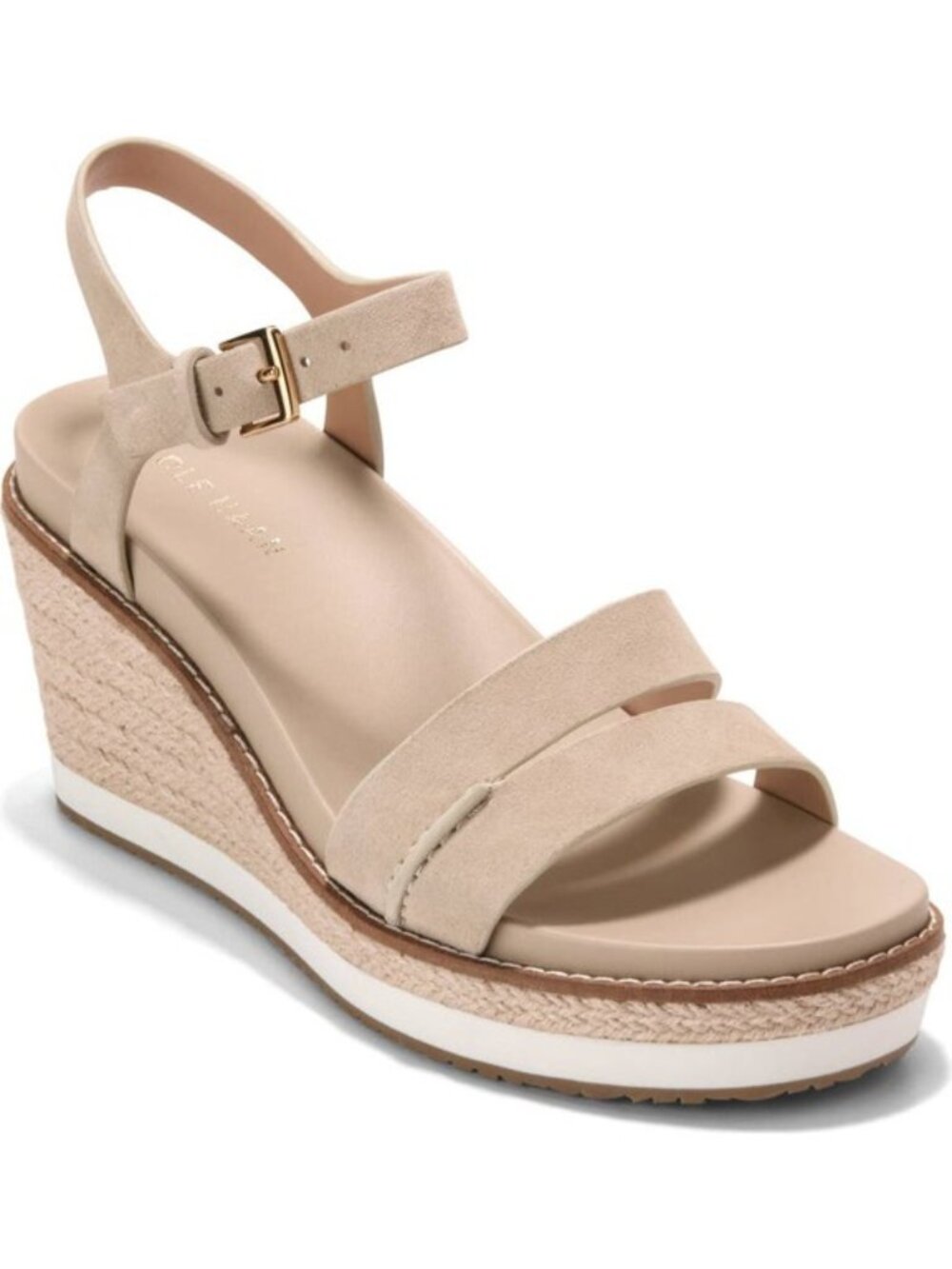 Cole Haan Ronnie Cloudfeel Espadrille Platform Wedge Sandal 6.5 B, LIGHT SESAME